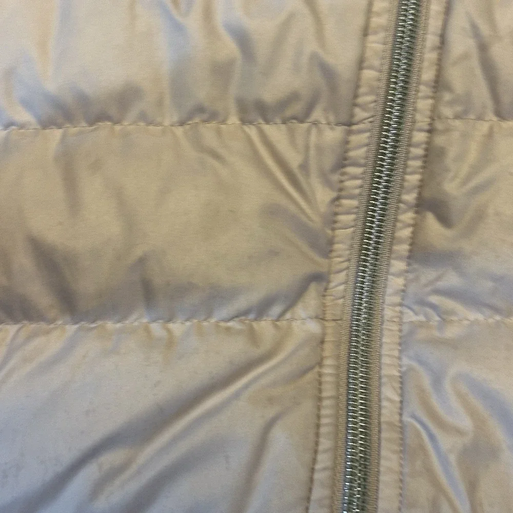 Athleta Girl Hybrid Down Puffer Hoodie Jacket Pink Gray Full Zip Girls XL 14